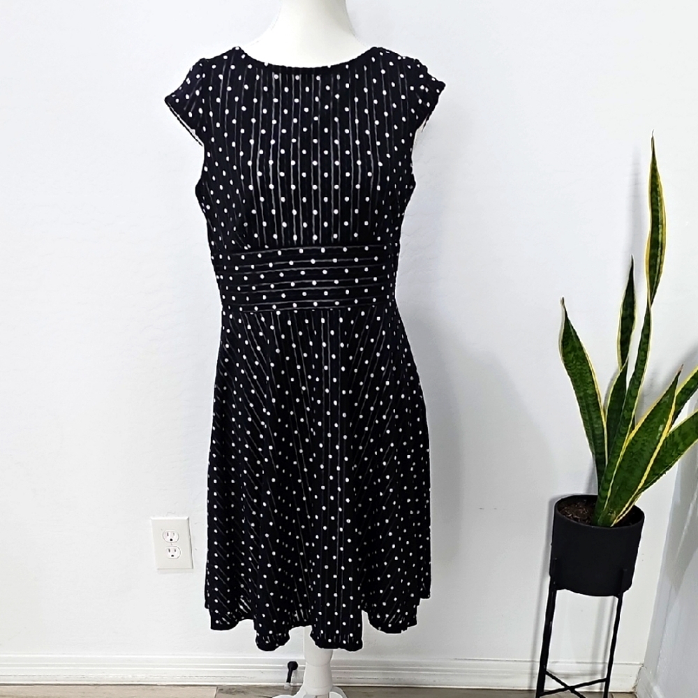 Elegant Black Polka Dot Dress